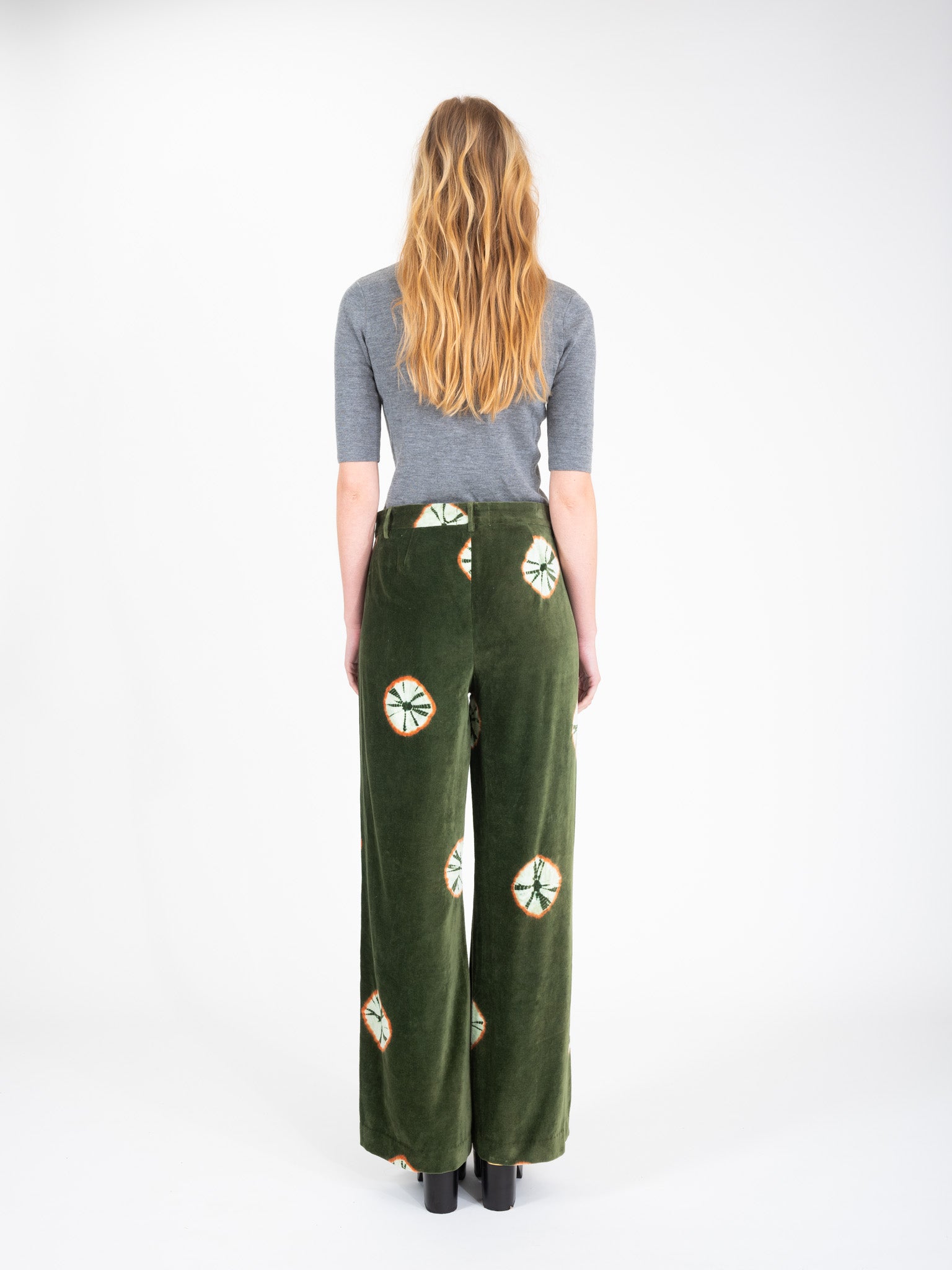 Pantalon en velours kaki tie and dye CHARM