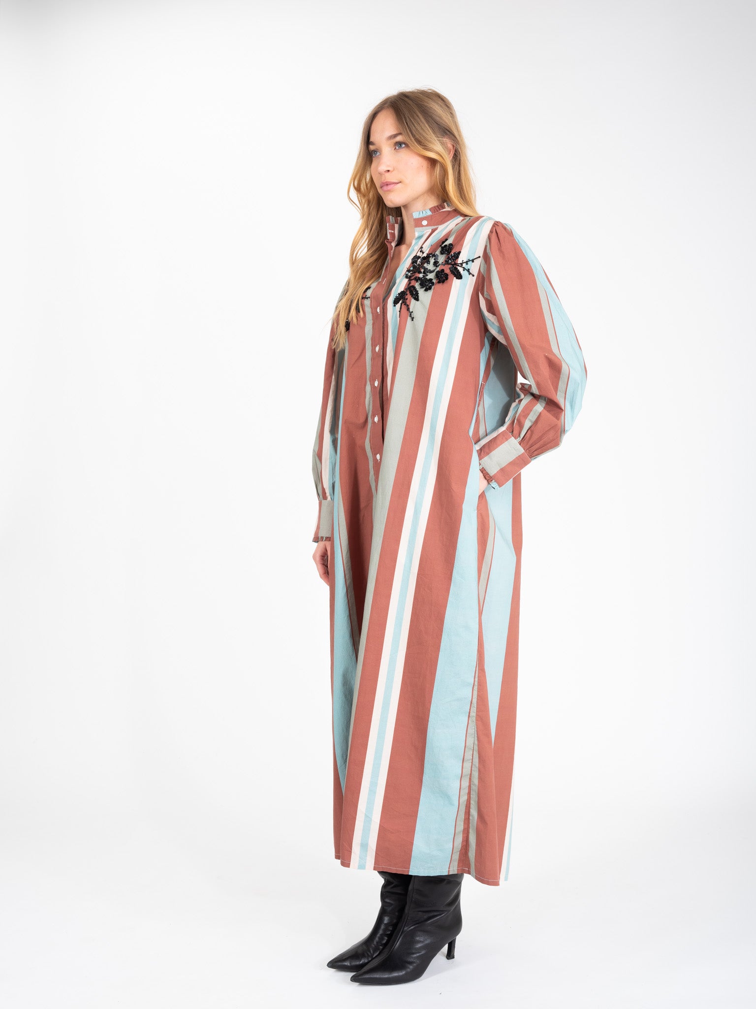 Robe perlée à rayures bleues HAPPY