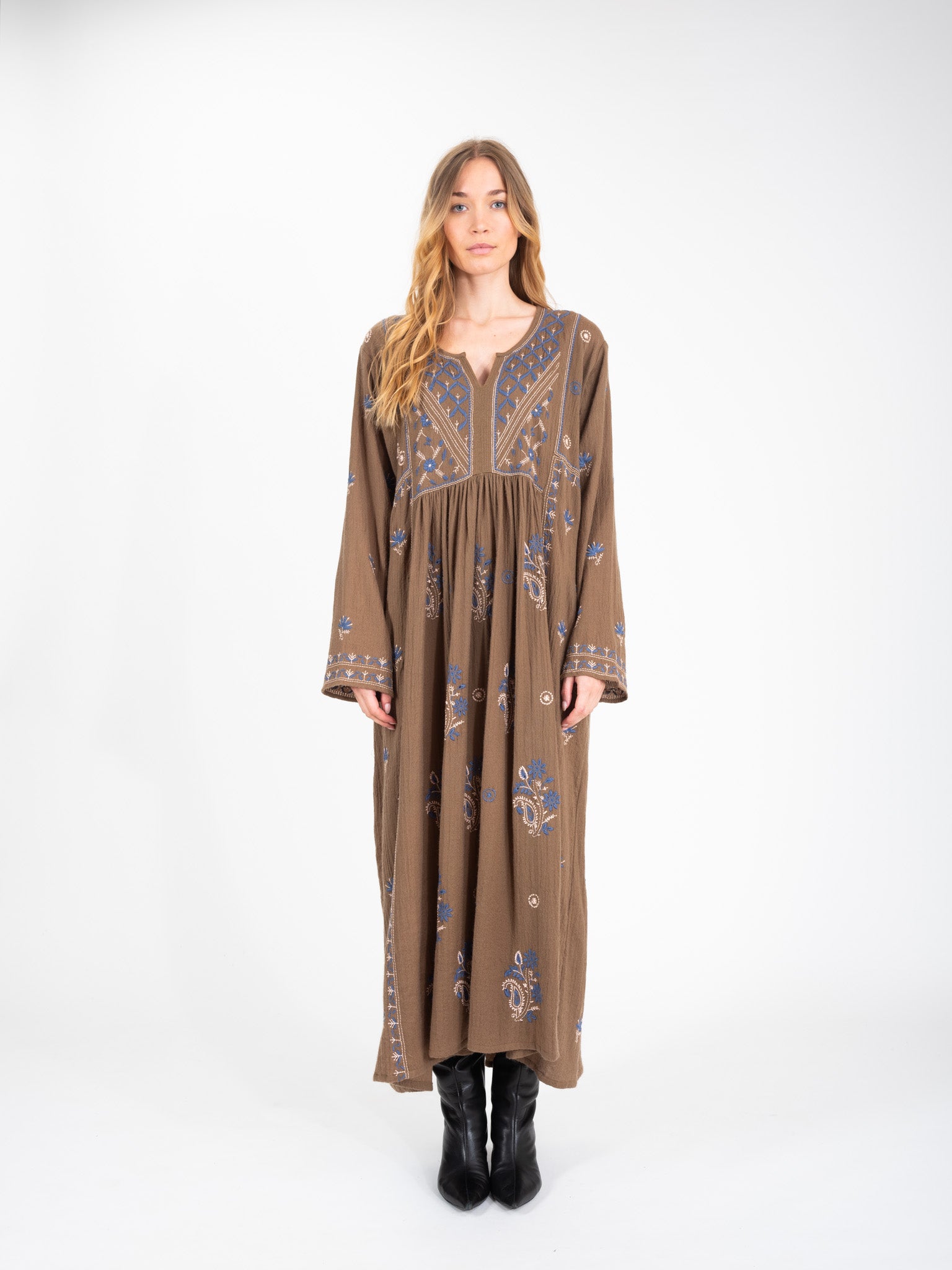 Robe kaki brodée HIPPY