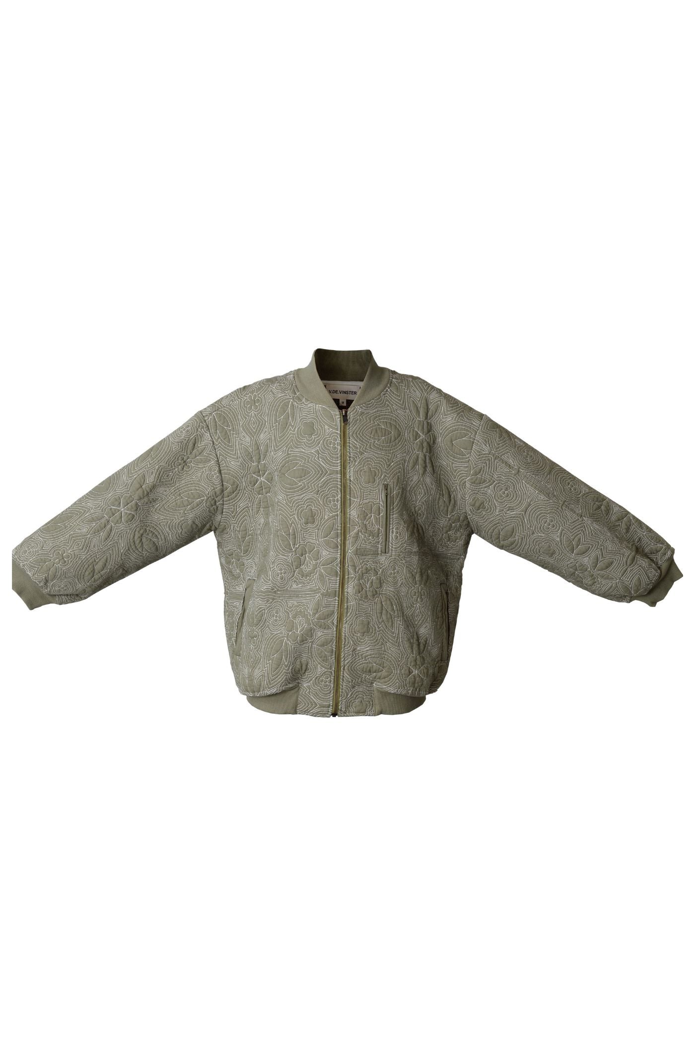 Flowers khaki quilted cotton bomber jacket Flowers