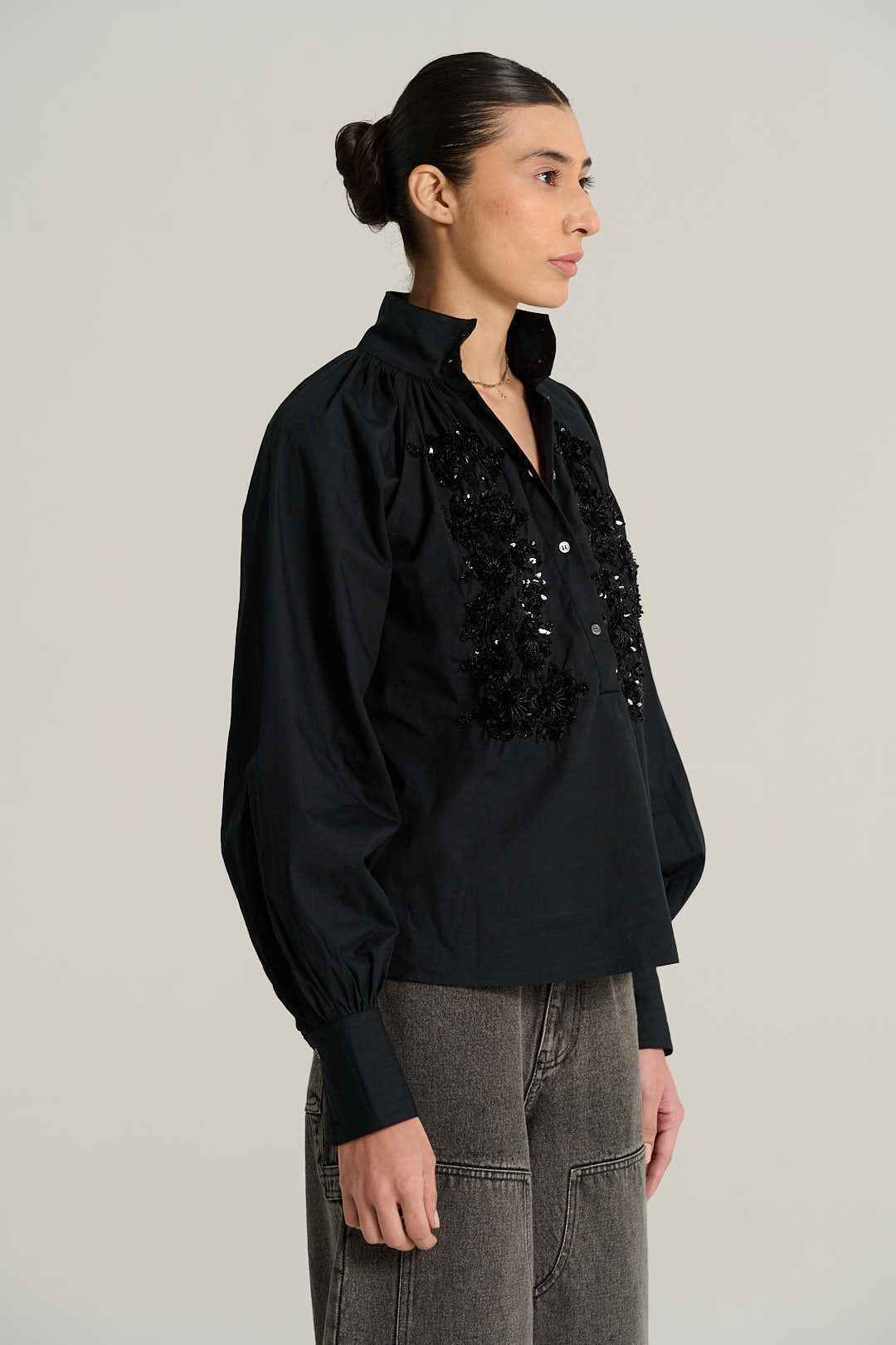 Black embroidered blouse EMILE