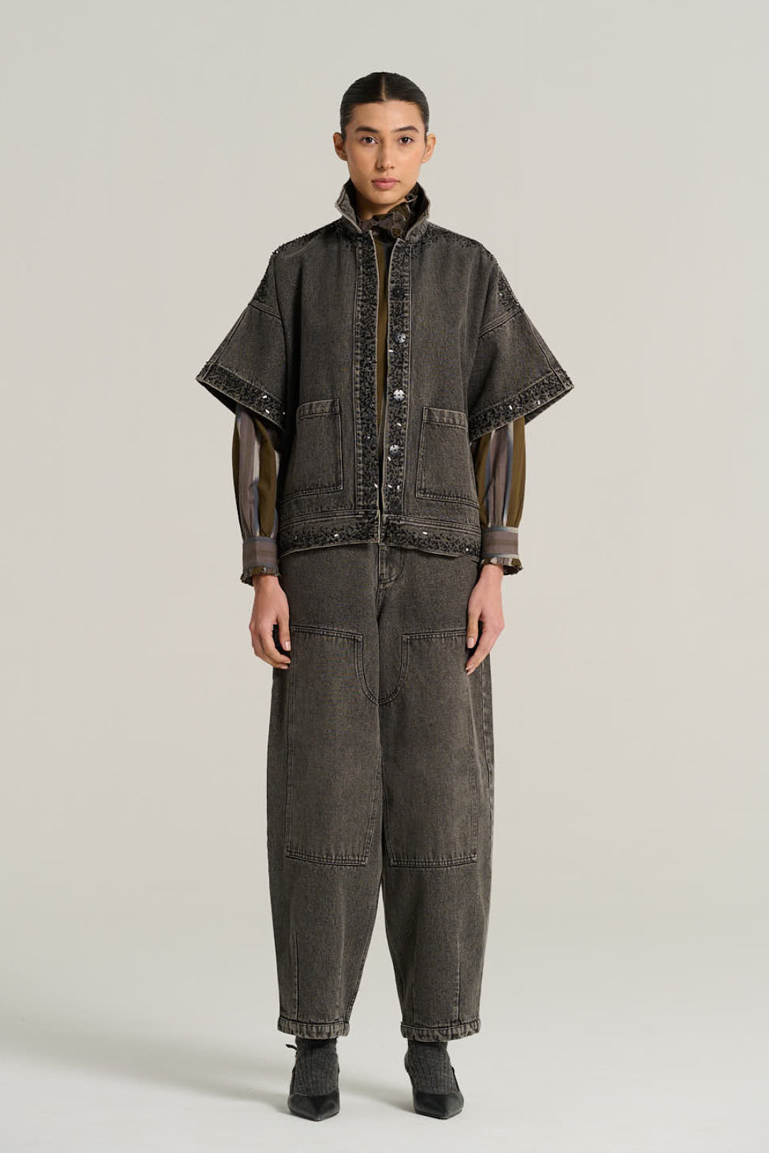 EMILE Black Denim Short-Sleeved Jacket