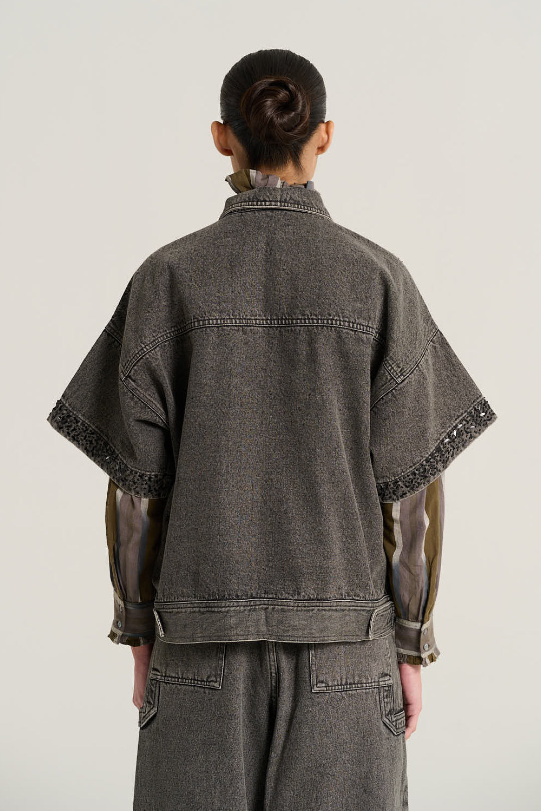 EMILE Black Denim Short-Sleeved Jacket