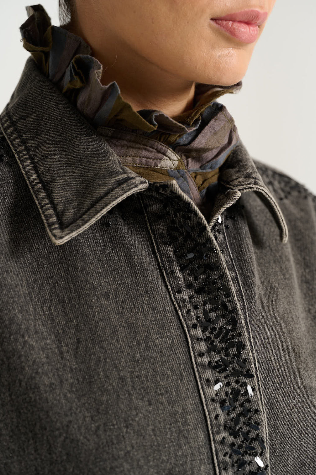 EMILE Black Denim Short-Sleeved Jacket