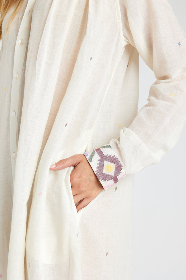 Robe longue en voile de coton brodé Jamdeni