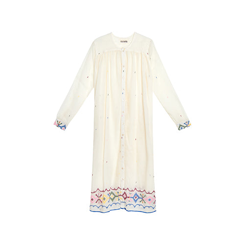 Robe longue en voile de coton brodé Jamdeni