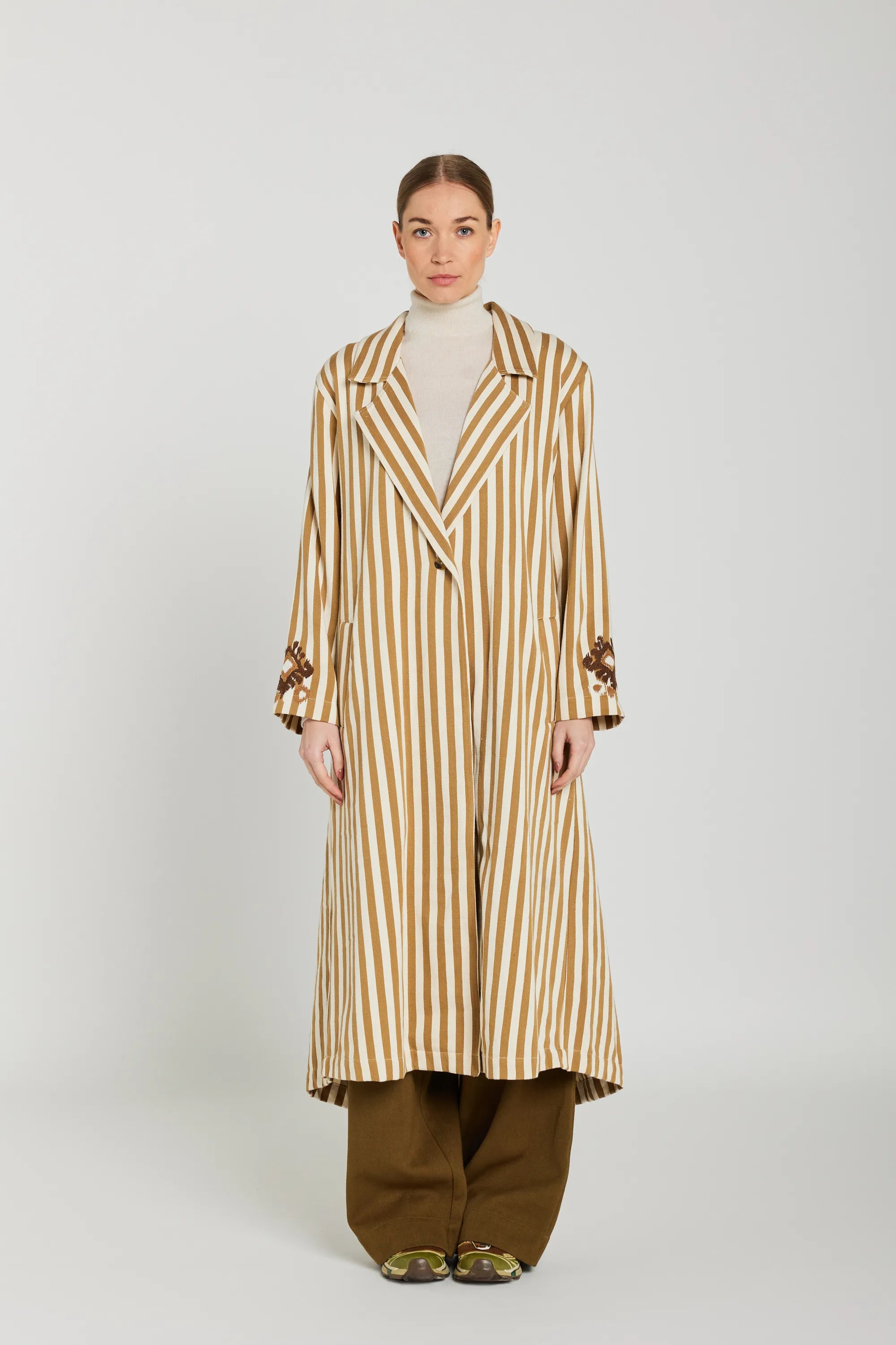 MANON beige striped trench coat