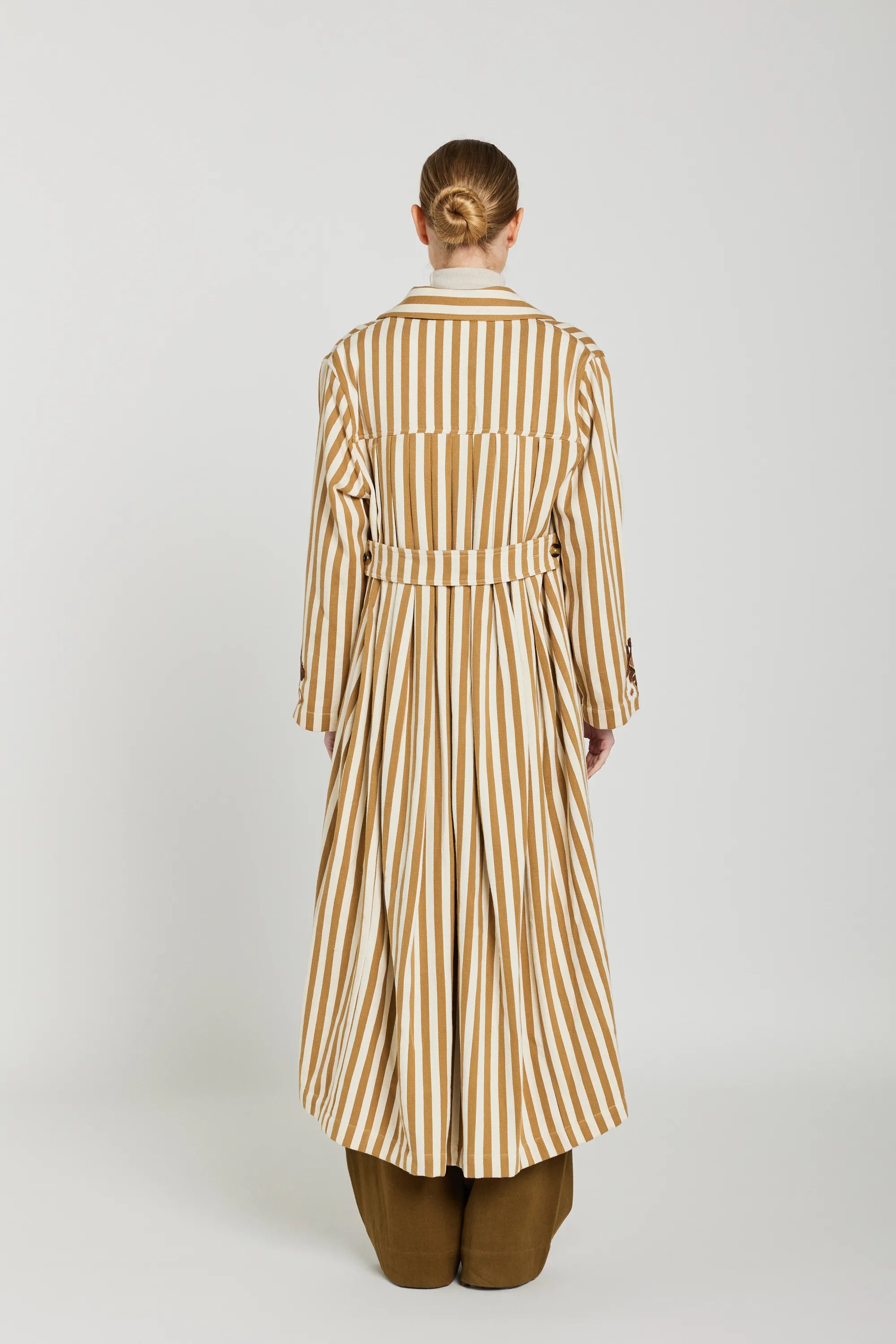 MANON beige striped trench coat