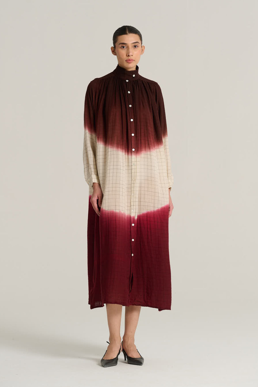 MARIUS burgundy tie-dye dress