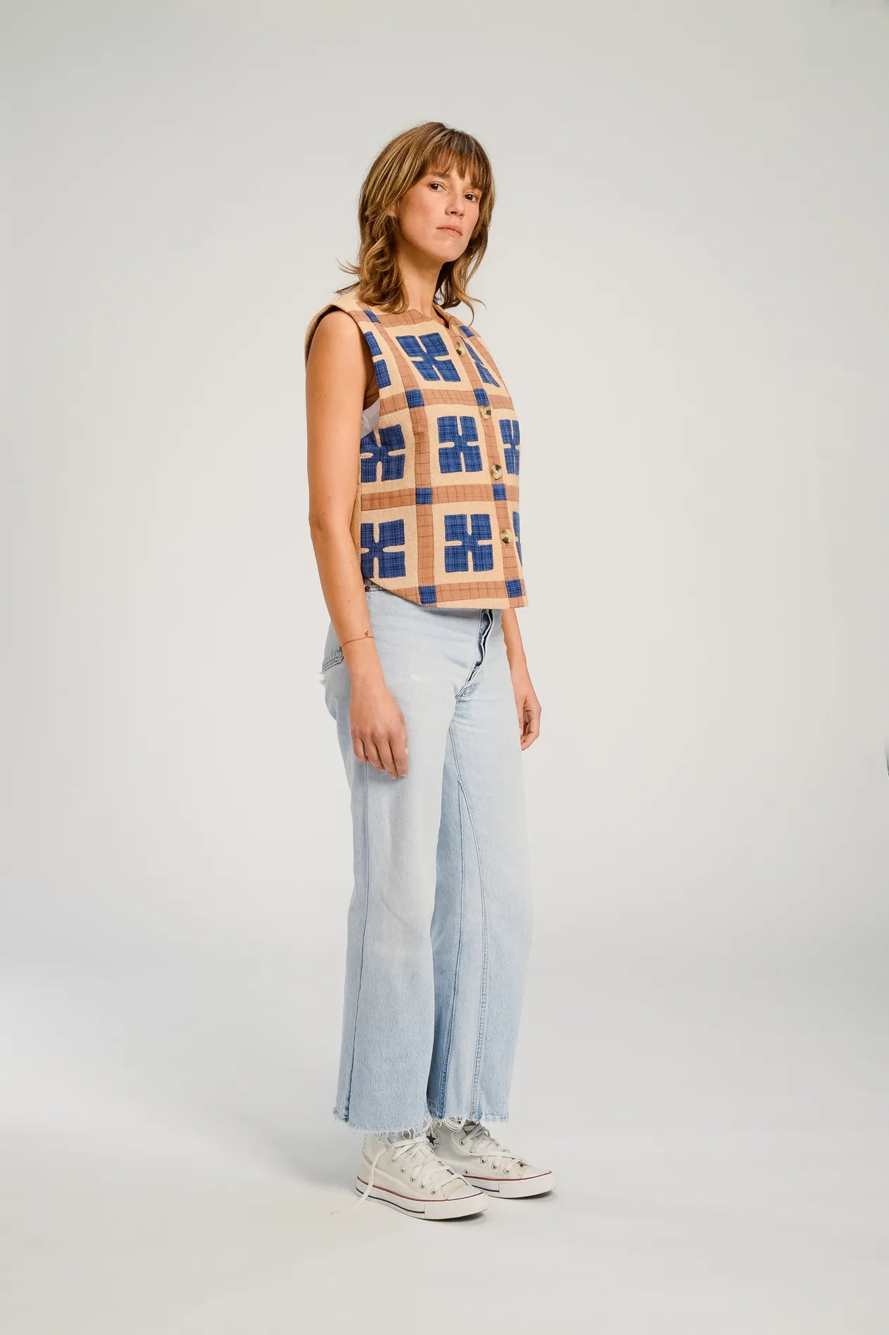 V DE VINSTER BEIGE BOLERO PATCHWORK 