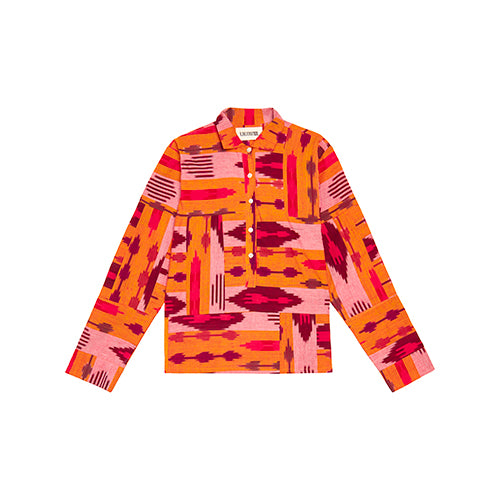 Ikat nilai orange-pink printed shirt