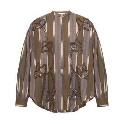 PABLO ikat grandad-collar shirt