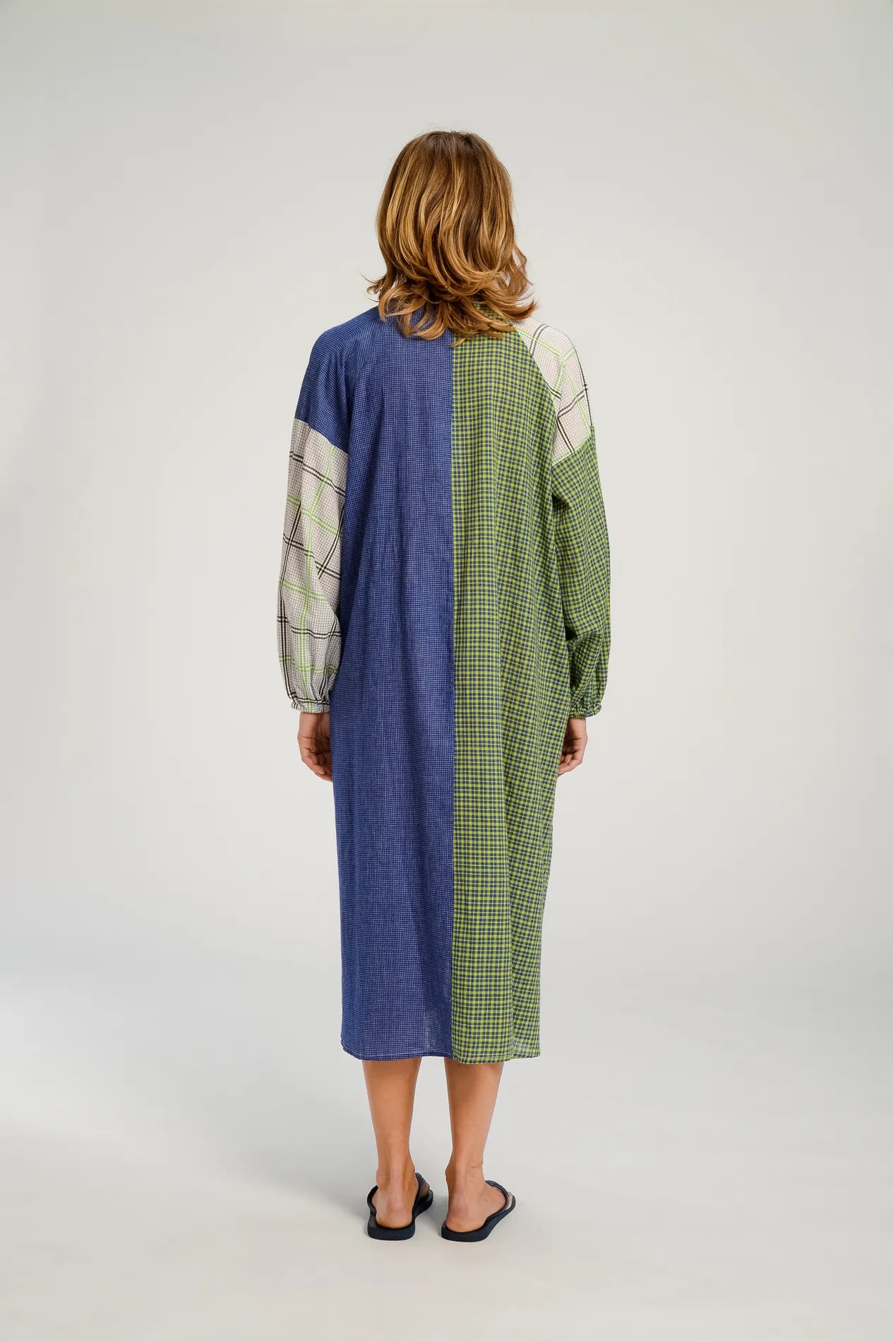Robe longue patchwork bleu PUSHKAR