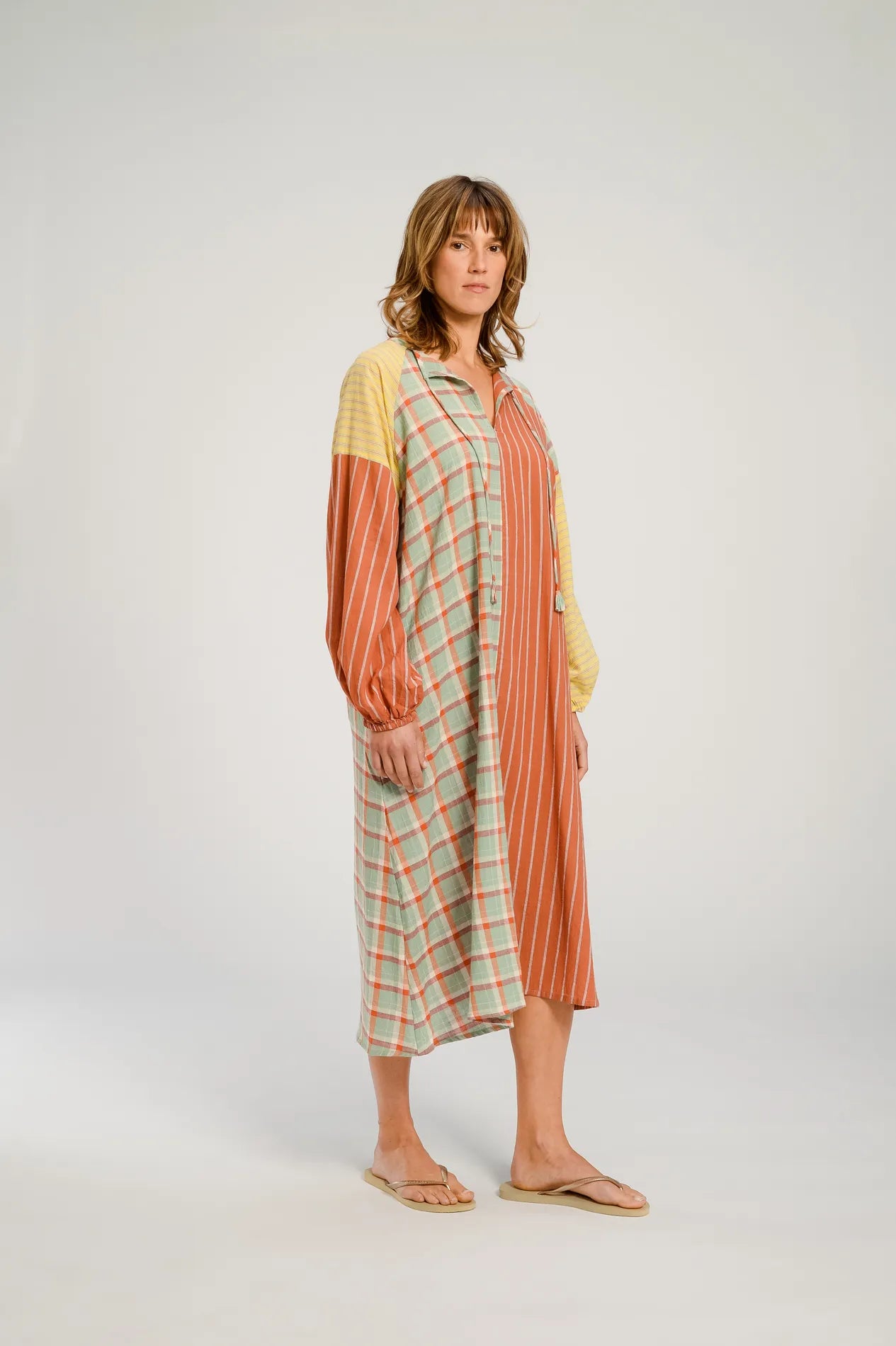 Robe longue patchwork terracotta PUSHKAR
