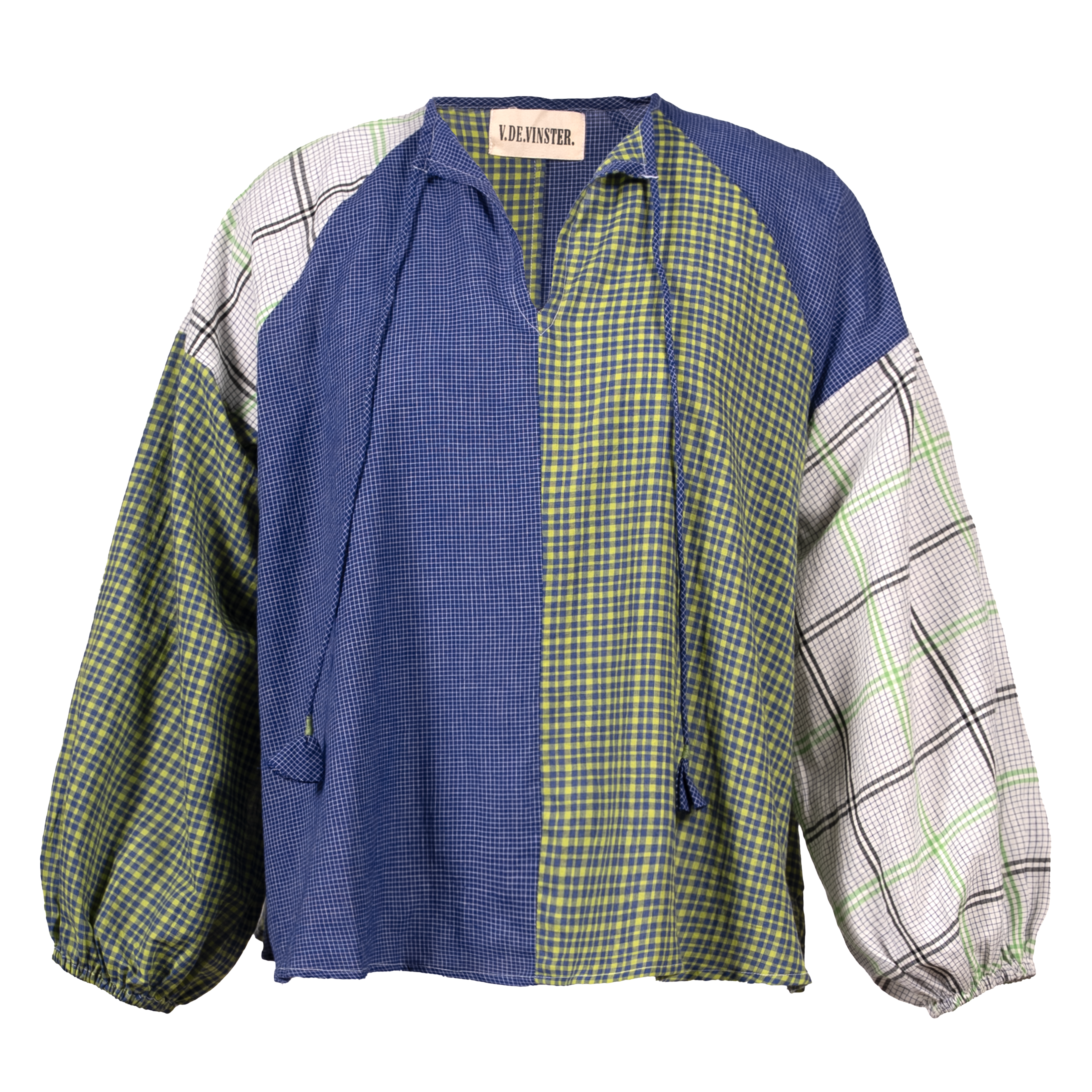 PUSHKAR blue patchwork blouse