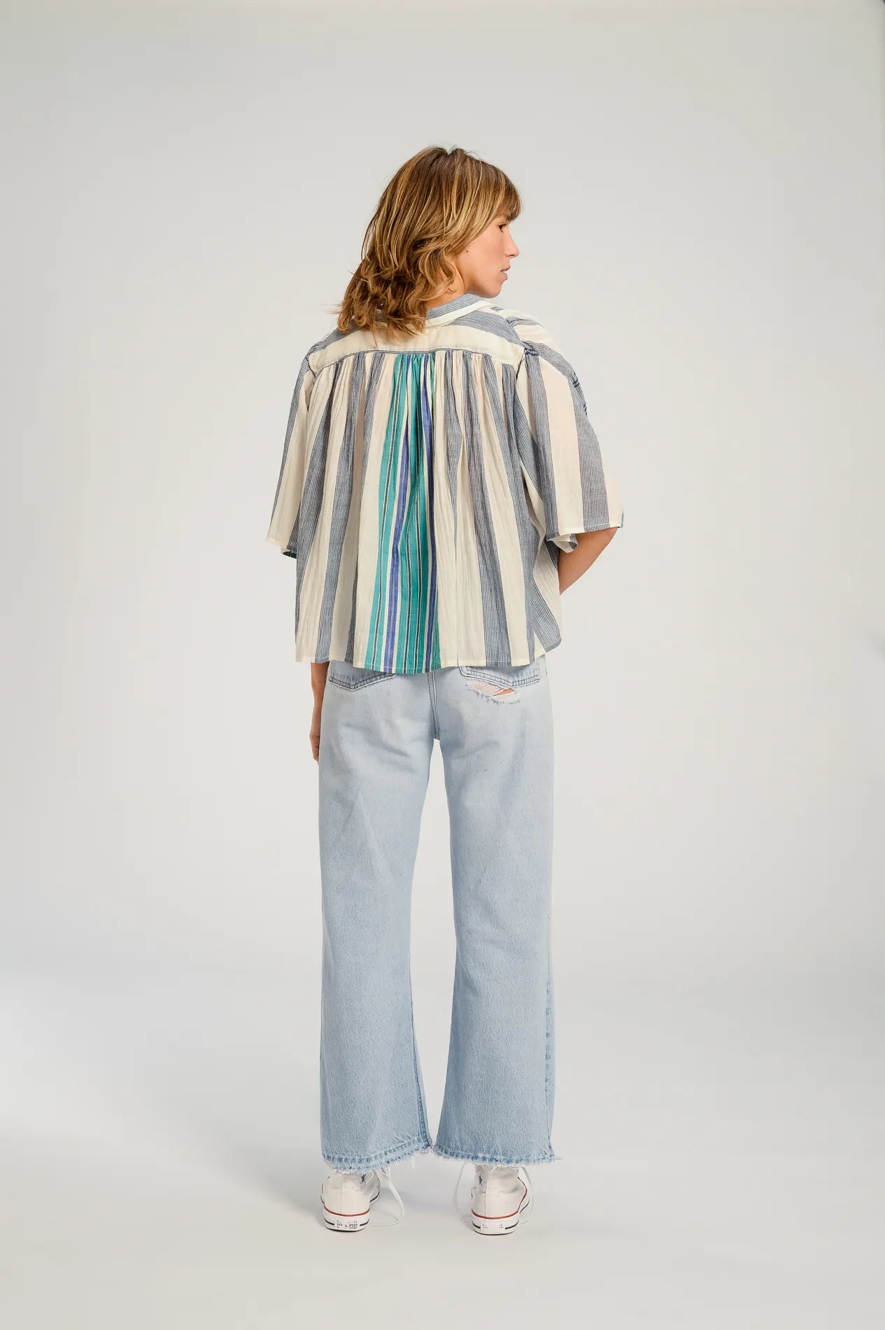 SAKAI blue plaid blouse
