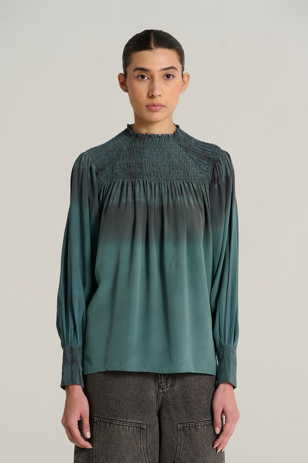 SAM khaki silk blouse