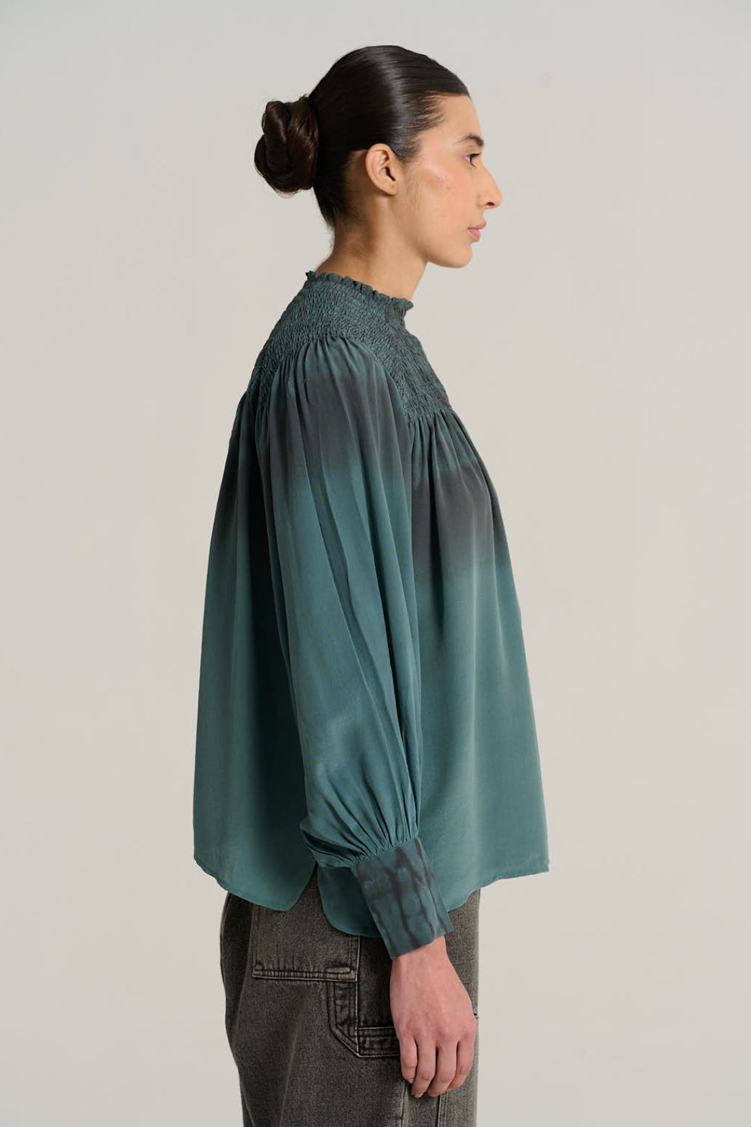 SAM khaki silk blouse