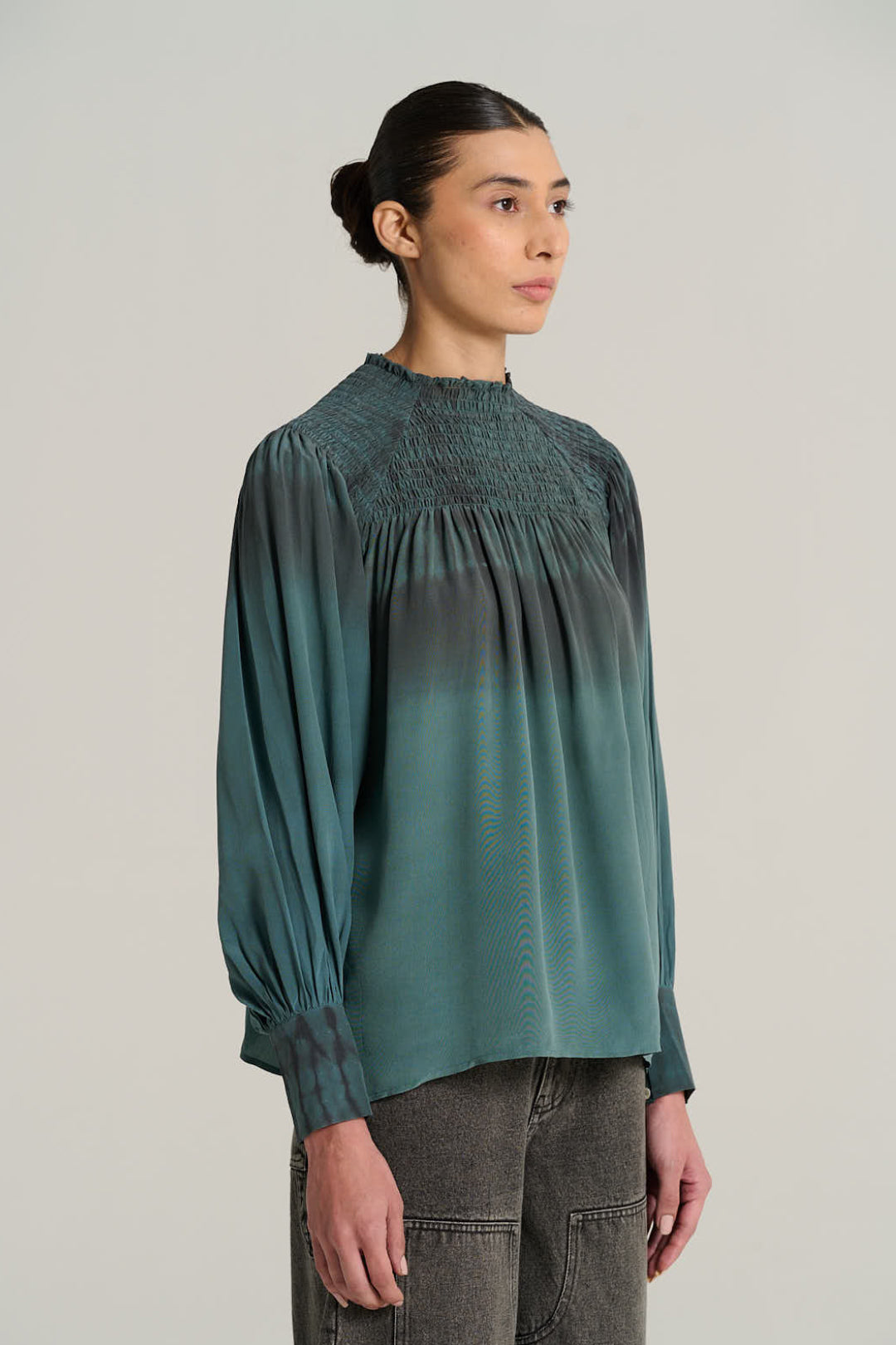 SAM khaki silk blouse