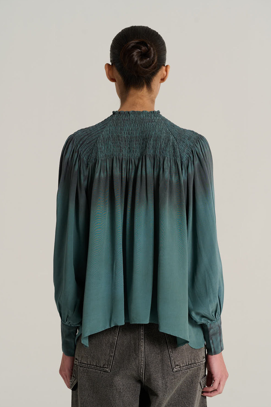 SAM khaki silk blouse