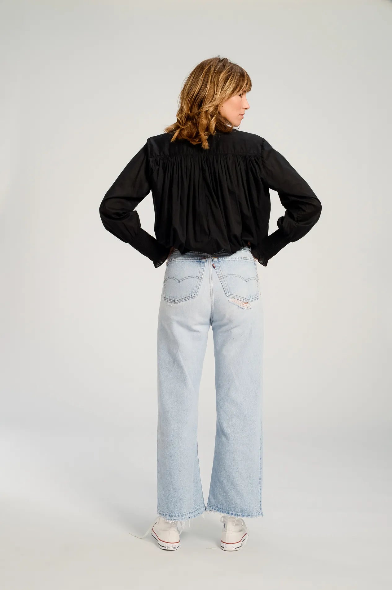 black cotton blouse v de vinster santiago 