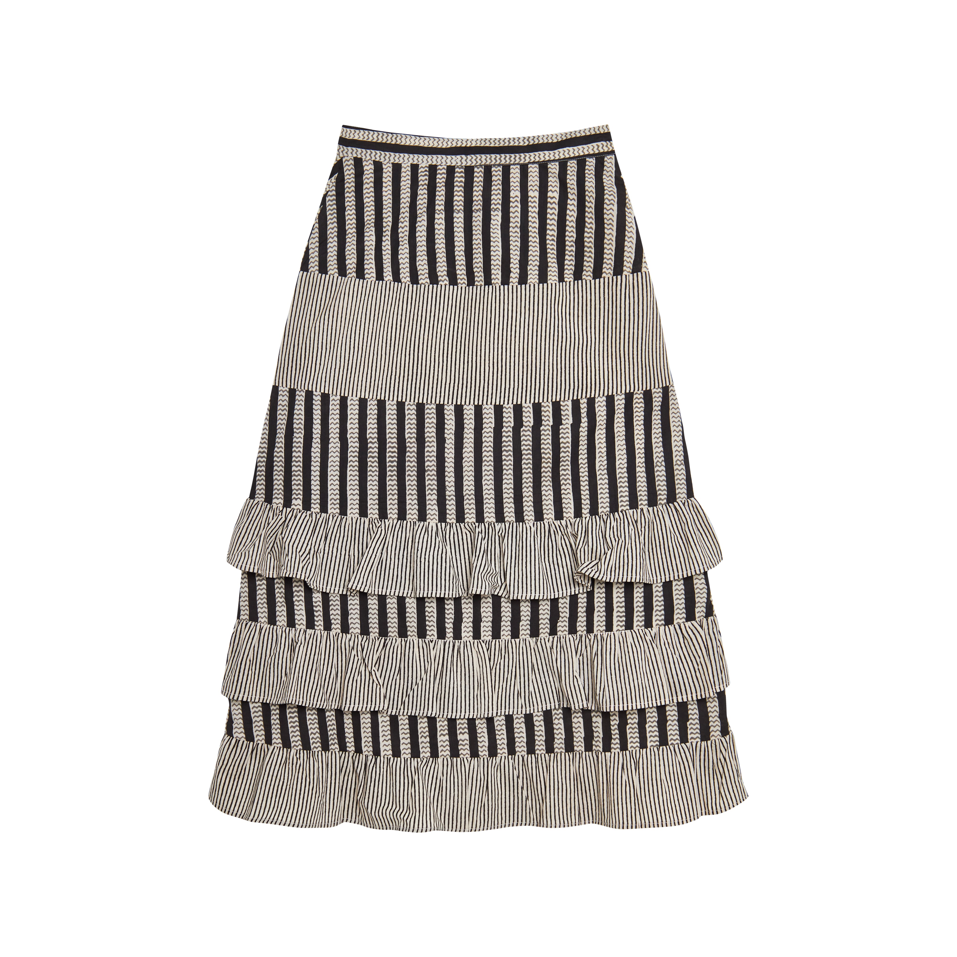 Shiva Black Striped Long Skirt 