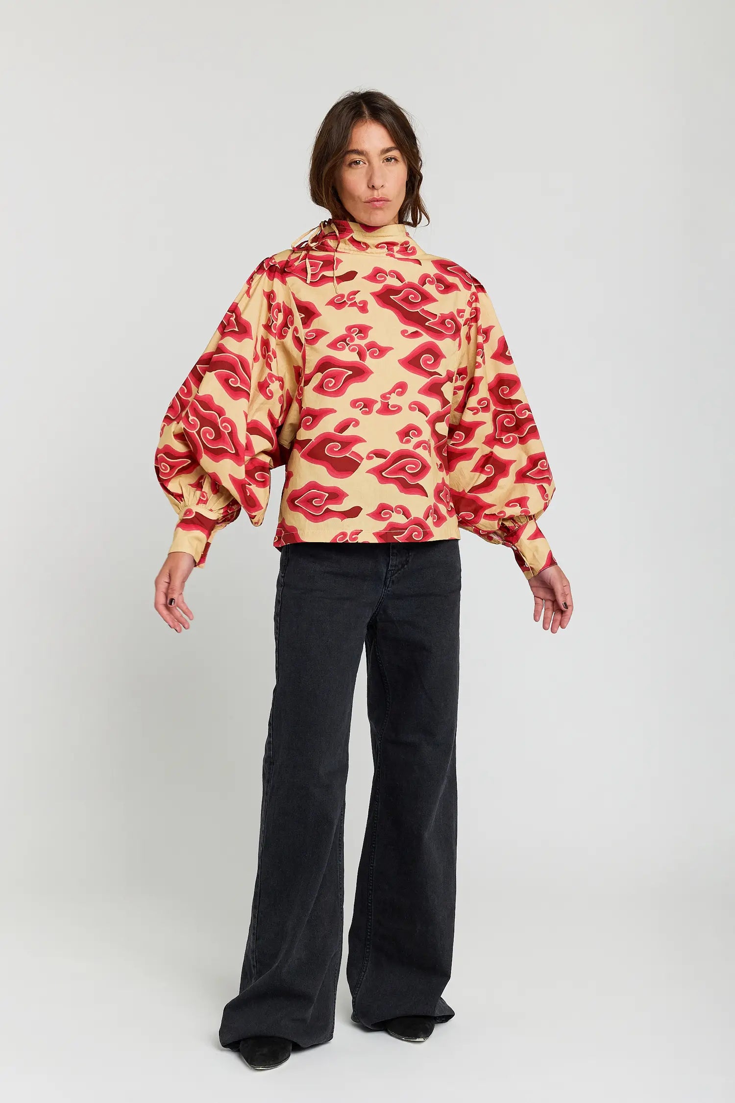 SELF red printed blouse