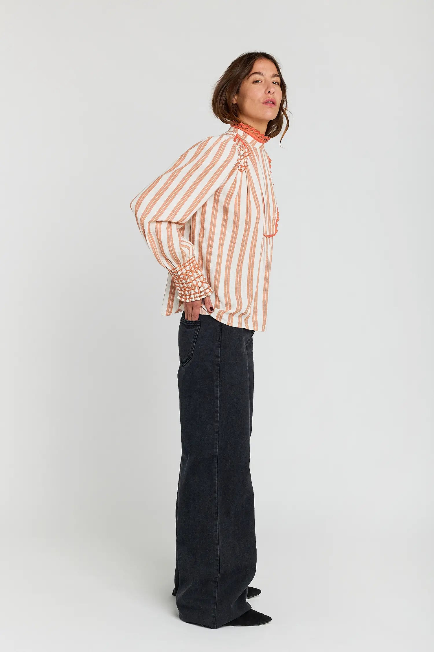 Blouse brodée terracotta CONFIDENT