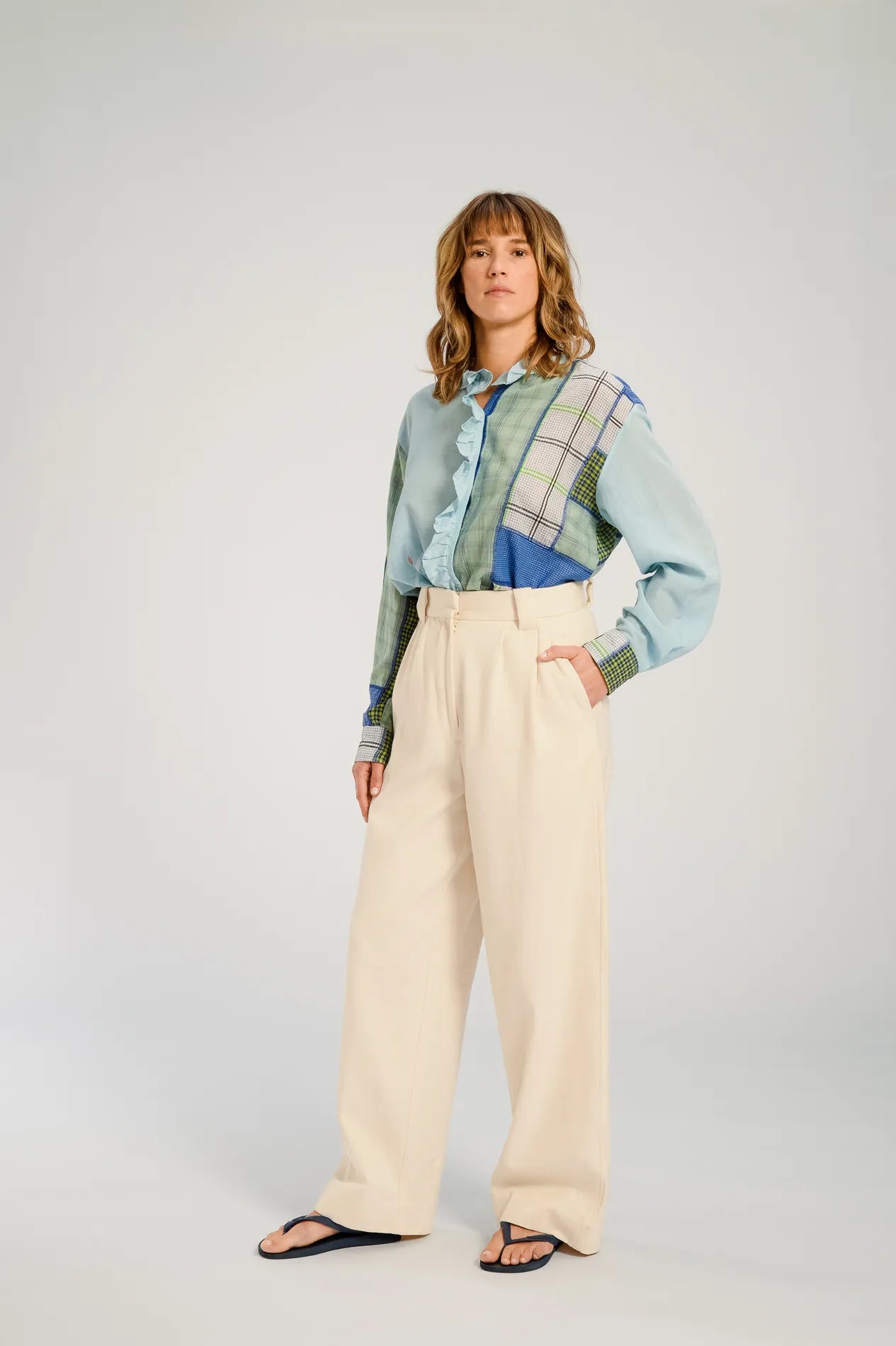 Blouse bleue patchwork UDAIPUR