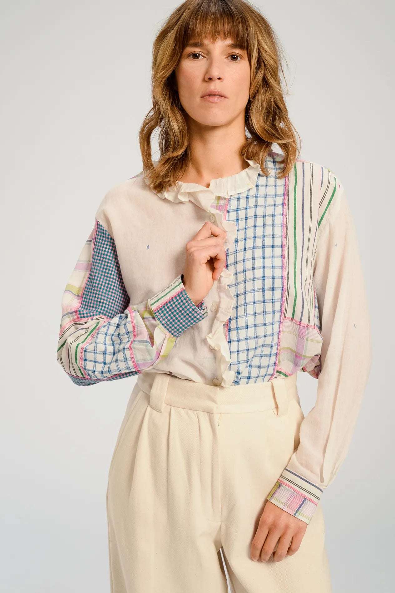 UDAIPUR patchwork pink blouse