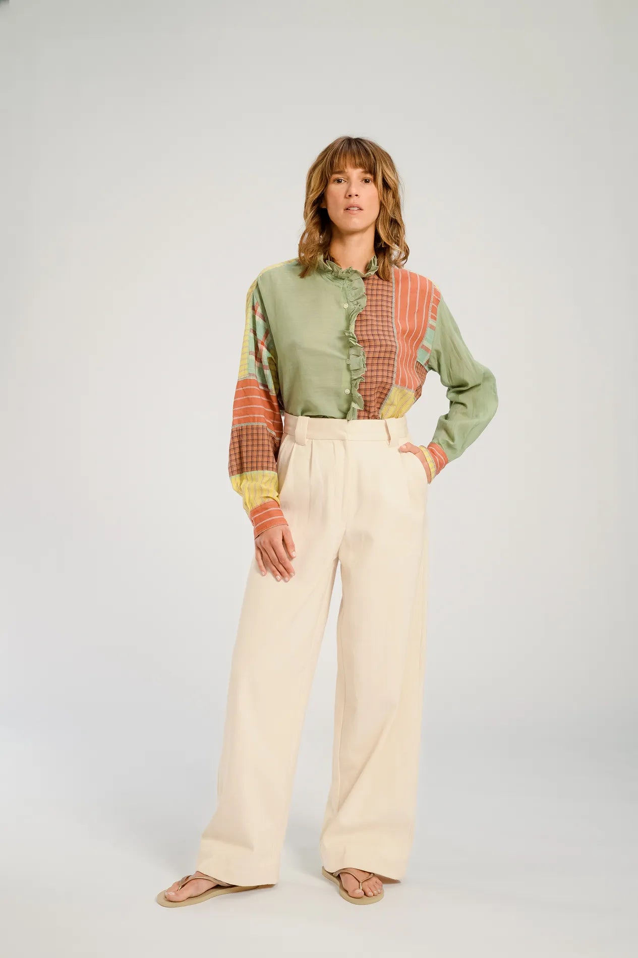 UDAIPUR terracotta patchwork blouse