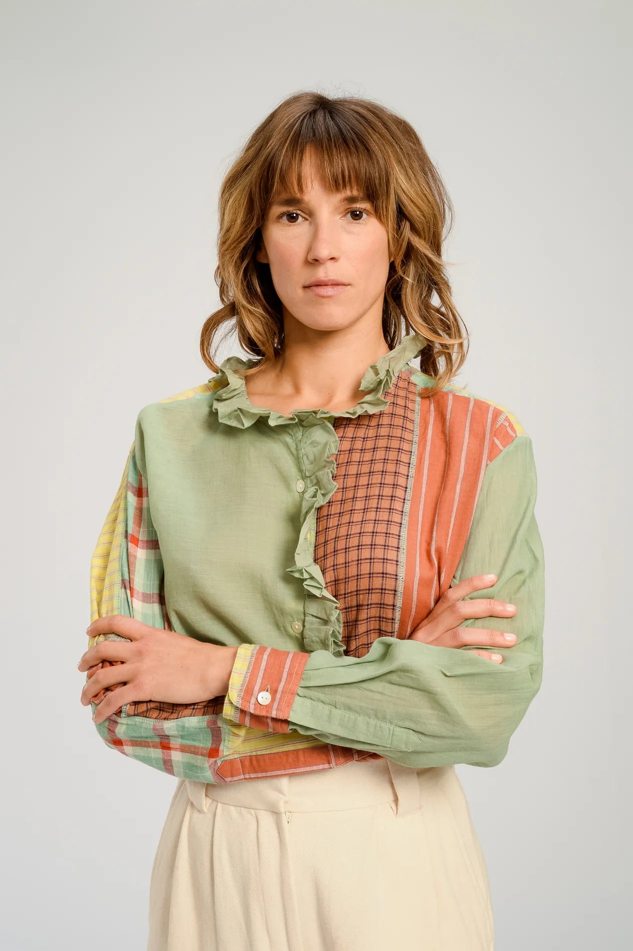 UDAIPUR terracotta patchwork blouse