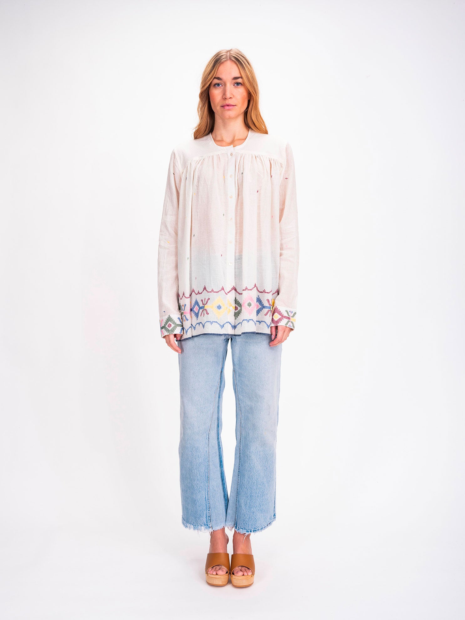 Cramp blue embroidered tie and dye shirt 