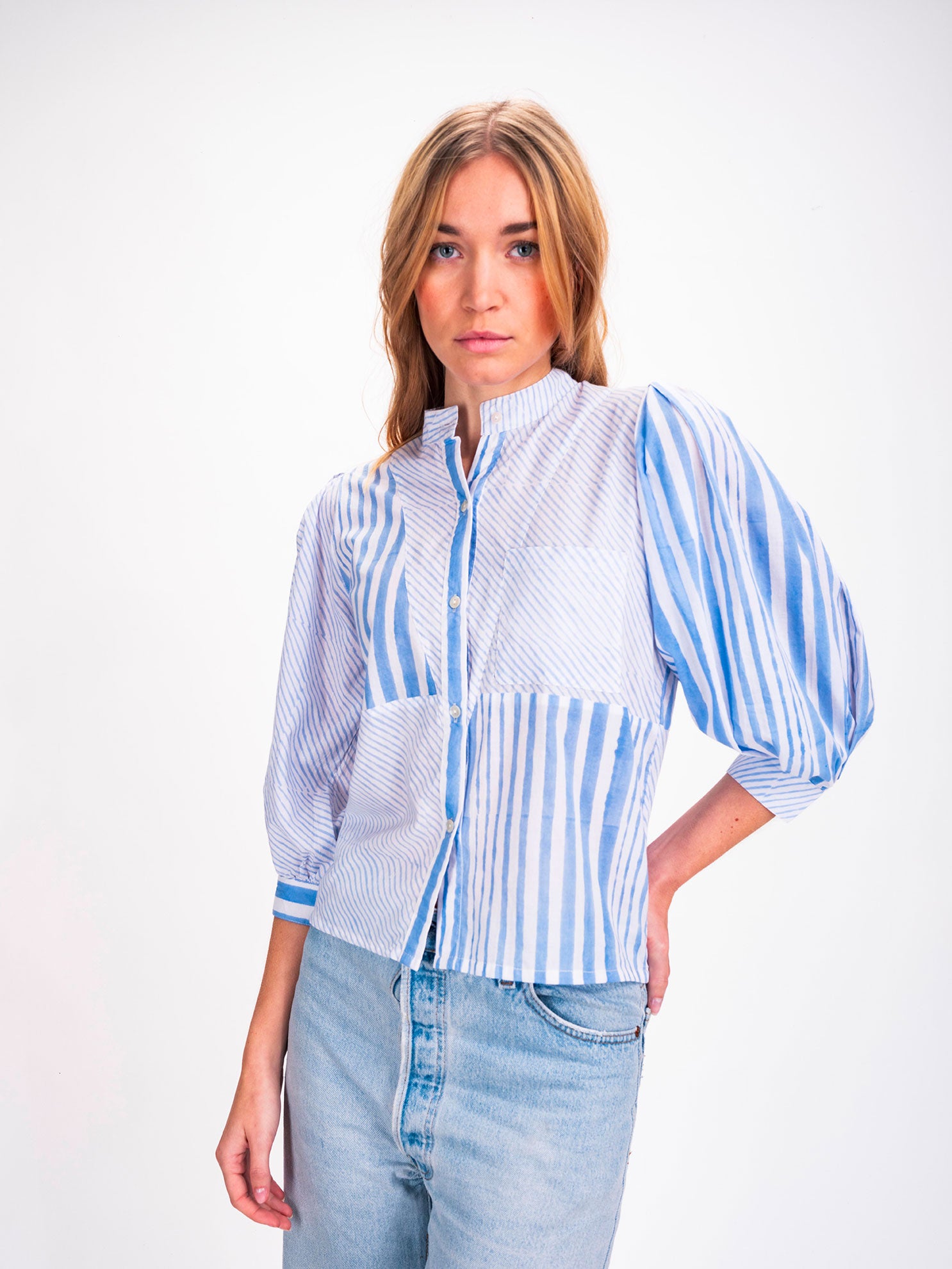 Shiva Blue Striped Shirt