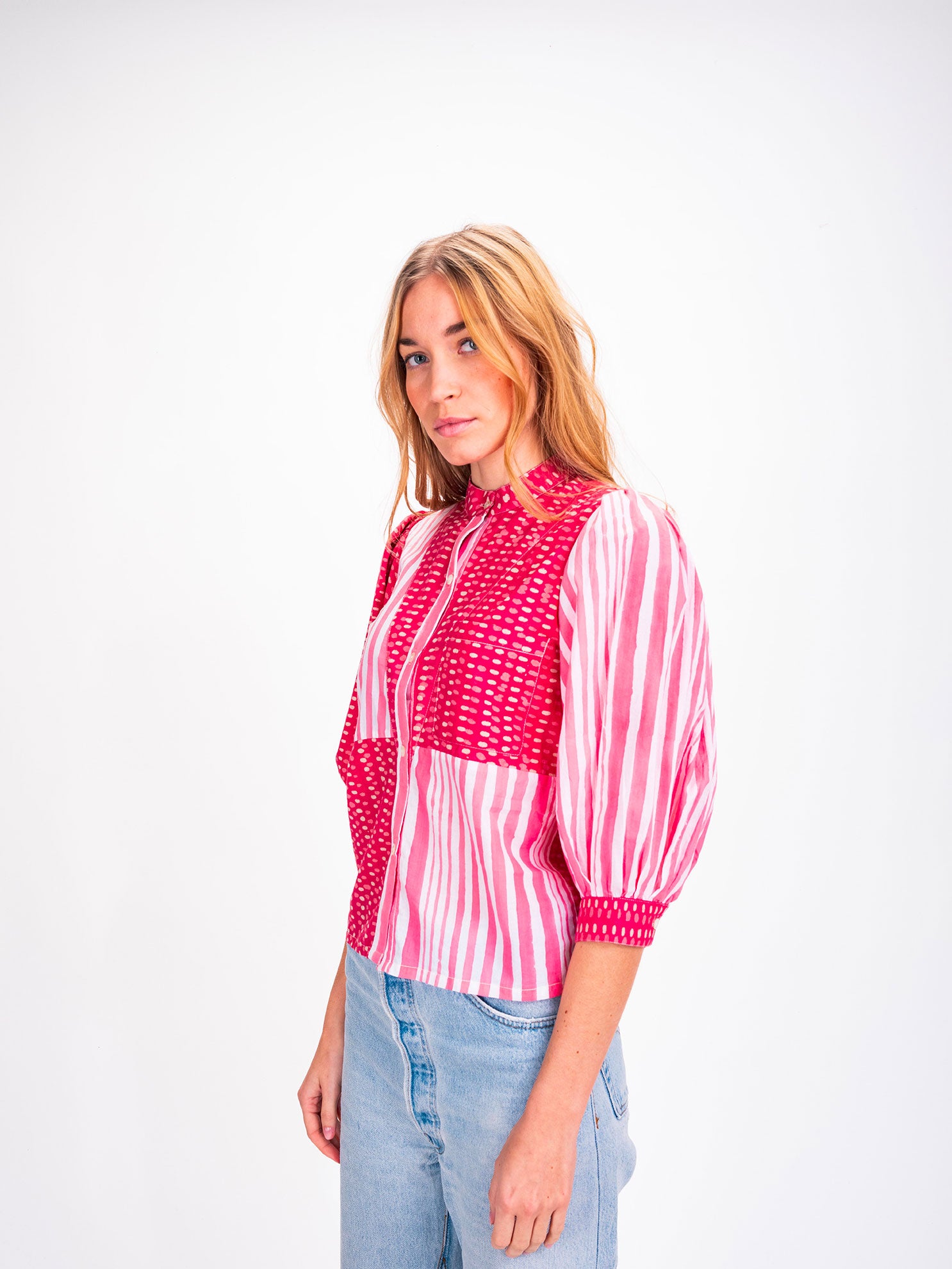 Shiva Pink Striped Shirt