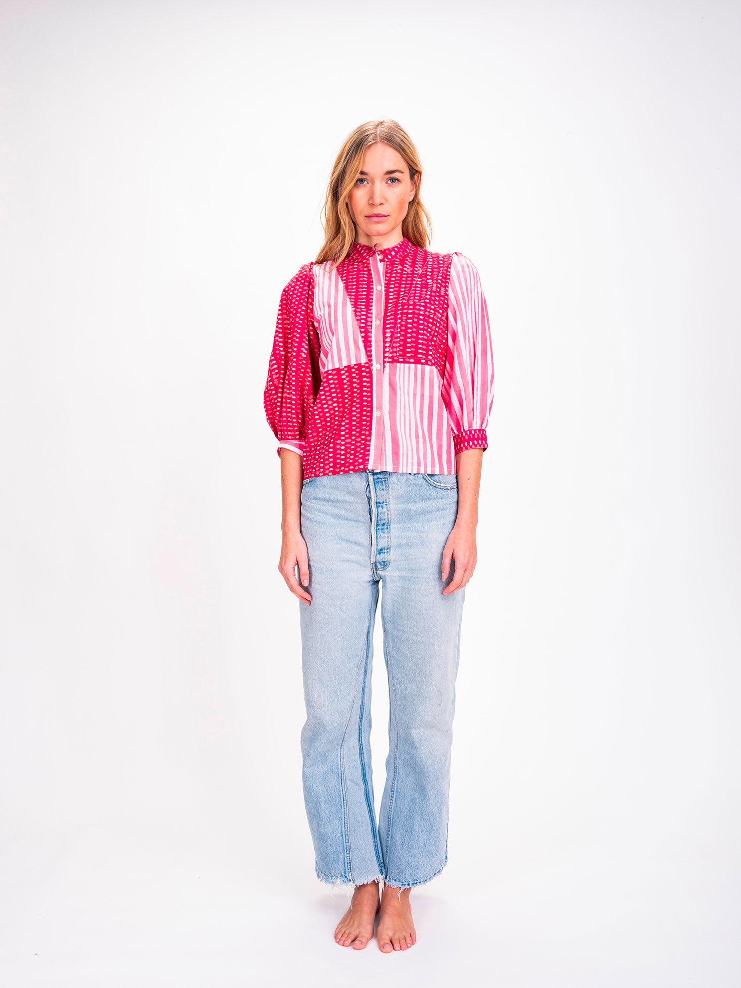 Shiva Pink Striped Shirt