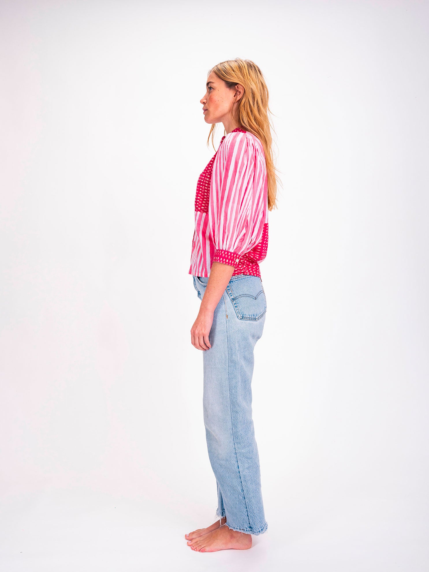 Shiva Pink Striped Shirt