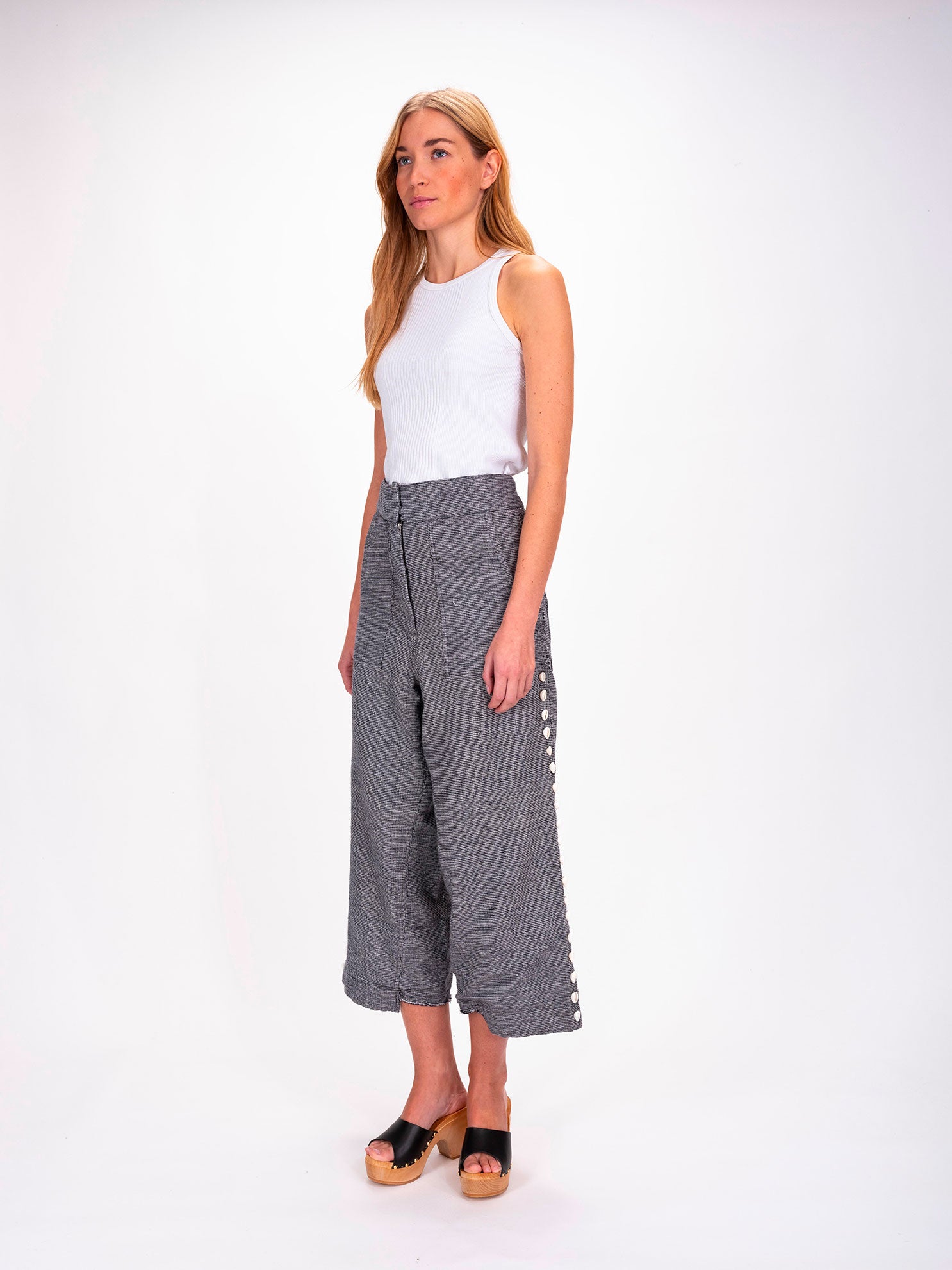 Black Cotton Pants with Cowrie Shells
