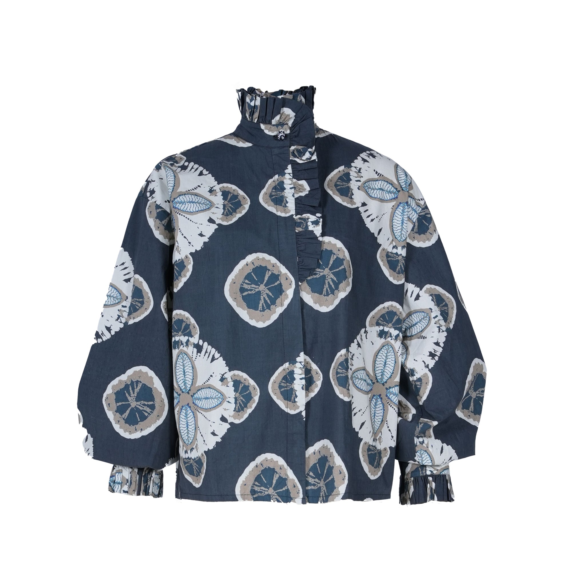 VISHNU floral print charcoal shirt