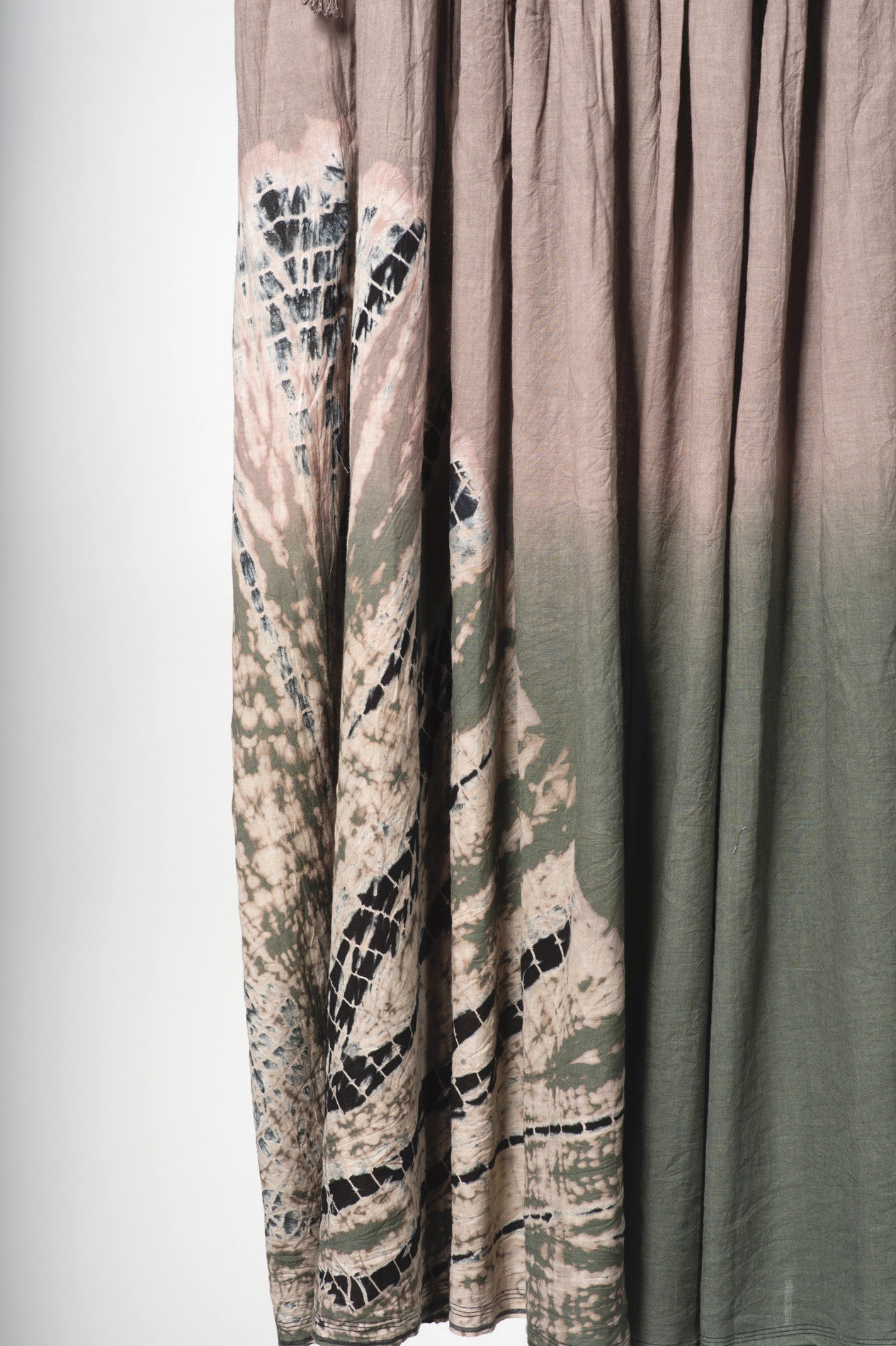 Tie and Dye Khaki long skirt