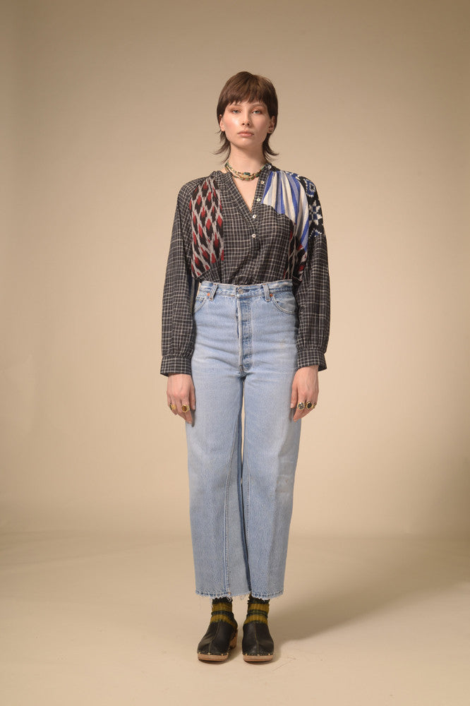 Ekam black patchwork blouse