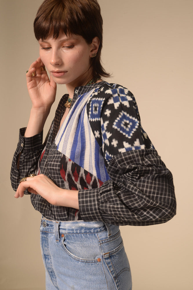 Ekam black patchwork blouse