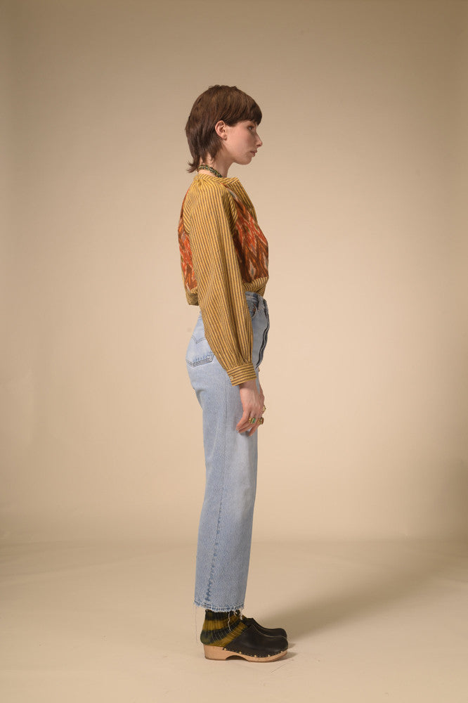 Ekam mustard patchwork blouse