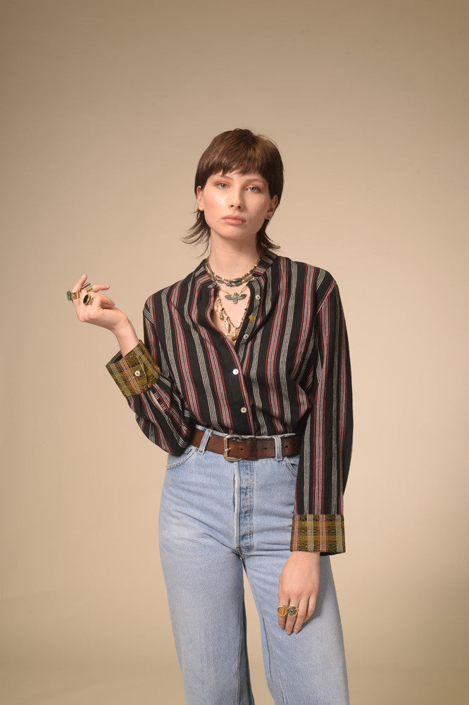 Jil black striped shirt