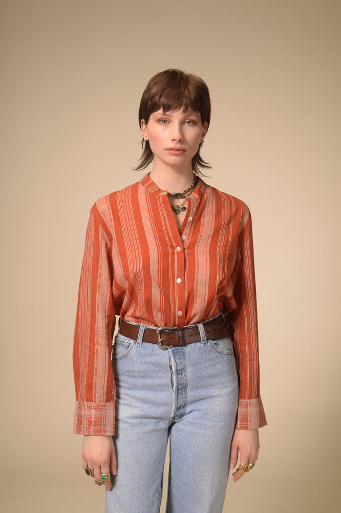 Jil terracotta striped shirt