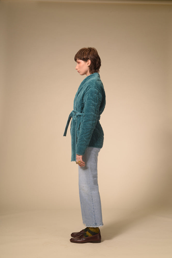 Sirva duck blue quilted kimono