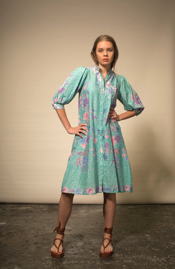 See green flower print dress