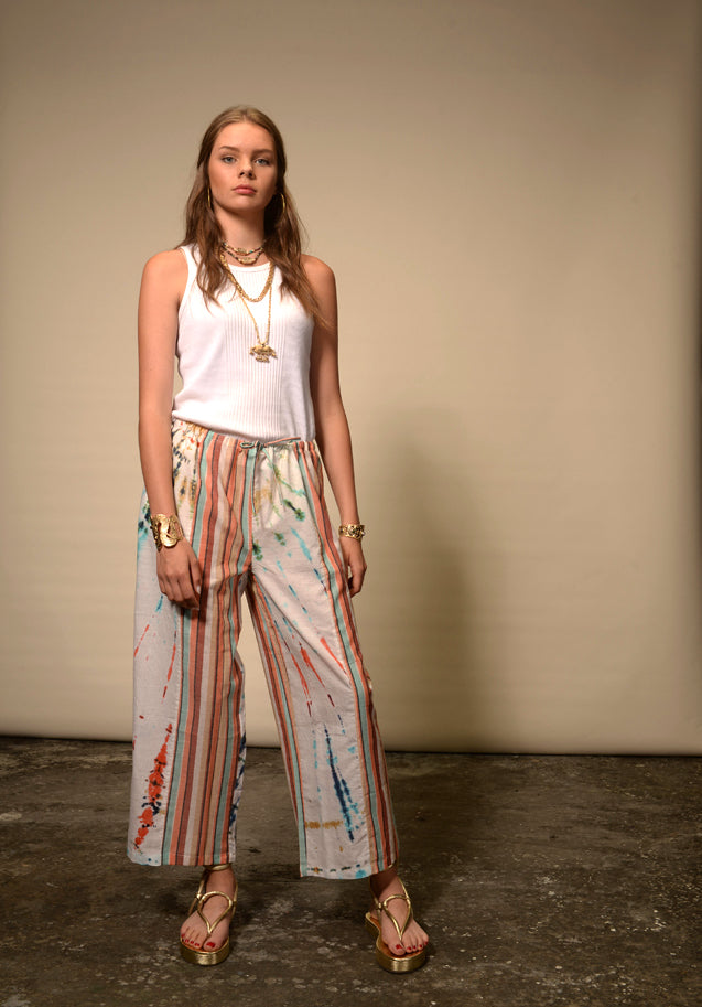 Pantalon multicolore orange Tie and Dye