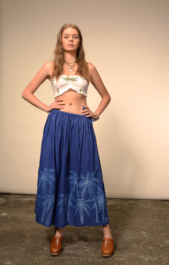 Jupe longue tie and dye bleu Palm