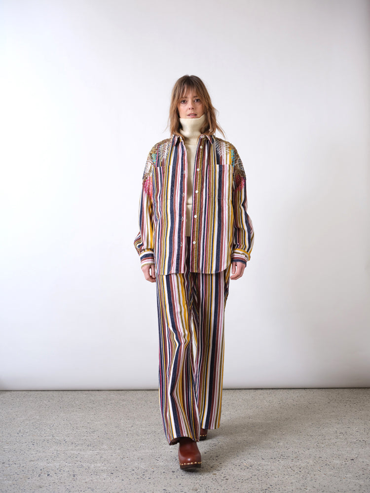 Sur-chemise brodée en velours côtelé Corduroy